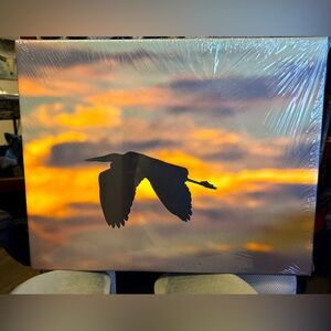 Heron Silhouette Canvas Art 16x20